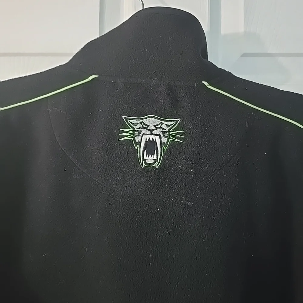 Arcticwear Arctic Cat Men M Cat's Pride‎ Black Neon Green Fleece Half-Zip Jacket
